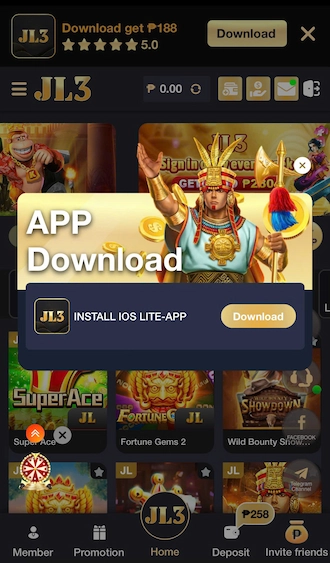 Step 2: The system will automatically take you to the APP DOWNLOAD interface. Click on INSTALL IOS LITE APP.