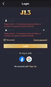 Step 2: A Login form will appear on your phone screen. Please enter your betting account information in the Login form. The information you need to fill in includes the Account and Password.