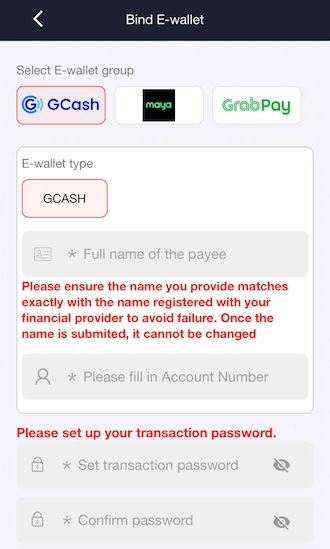 Step 2: Add your wallet address and create a JL3 withdrawal password.